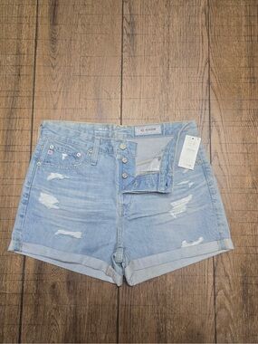 NWT AG The Alex Vintage Slouchy Boyfriend Distressed Button Fly Shorts Size 27